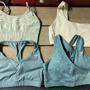 Gymshark Teal and Cream Sports Bras Set